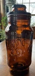 Vintage 1970'S Borden Cremora Amber Glass Canister Apothecary Jar Fleur-de-lis. Fixed Price $12.00.