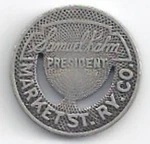 Market St Ry Co-san Francisco, California Transit Token 760 D. Fixed Price $9.99.
