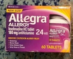 Exp 7/26 Allegra Allergy 24HR 180MG 60 Tablets. Fixed Price $13.50.