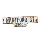 Vintage San Diego Porcelain Street Sign 2300 Hartford St. / Right Arrow. Fixed Price $85.00.