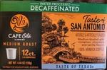 Heb Cafe Ole Taste San Antonio Decaffeinated Medium Roast Coffee 12 Kcups. Fixed Price $12.96.
