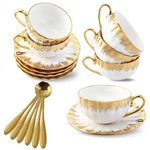 Teasfusion Gold Rimmed Ceramic Coffee With Saucer Cappuccino Mug, 6 Oz, F.... Fixed Price $38.01.