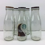 Starbucks Glass Frappuccino Bottles Set 5 Tall Crafts Art Projects Reusable Lids. Fixed Price $14.99.