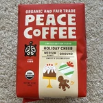 Peace Coffee Organic And Fair Trade Holiday Cheer Medium Roast Ground 12 Oz.. Fixed Price $14.99.