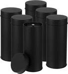 6 Pack Black Tea Tin Canisters Airtight Double Lids For Coffee, Candy, Spices. Fixed Price $52.28.