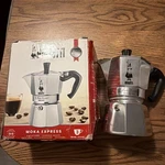 Bialetti Moka Express Iconic Italian Stovetop Espresso Maker (silver, 3 Cups). Fixed Price $29.95.