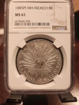 1885 Pi Reales Mexico Silver Coin MS61. Fixed Price $250.00.