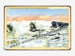 Tin Sign 1930S-40S Foaming Breaker Mighty Ocean Old Orchard Beach Maine. Fixed Price $17.95.