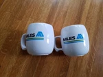 Set 2 Vintage Melamine Miles Labs Coffee Mugs. Fixed Price $8.00.