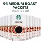 96 Starbucks Via Instant Coffee Med Roast Packets Pike Place 100% Arab. Fixed Price $93.00.
