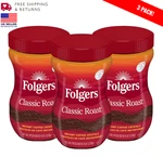 (3 Pack) Folgers Classic Roast Instant Coffee, 8-OUNCE Jar Exp 12-2026. Fixed Price $16.57.