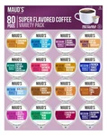 Maud's Super Flavored Coffee Pods Variety Pack 80 Ct 16 Assorted Flavors. Fixed Price $73.43.