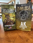 Black Rifle Coffee Whole Bean Espresso Mule Dark Roast & Ak Medium. Fixed Price $22.00.