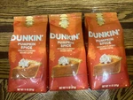 Dunkin Pumpkin Spice Ground Coffee Limited Edition 11OZ Exp 5/26 Lot 3. Fixed Price $28.98.