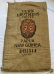 Dunn Bros Coffee Gunny Sack Burlap Bag Papua New Guinea Red Black Mask Brothers. Fixed Price $8.00.