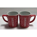 Set 2 Red Nescaf Mug Reindeer Design 11 Oz Coffee Cup Christmas Cafe. Fixed Price $9.90.