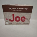 Joe Knows Coffee Single Serve Cups Pods Tall Dark Handsome 24 Count EX.2/27. Fixed Price $20.99.