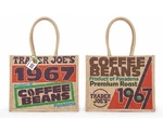 Trader Joe's Jute 1967 Coffee Beans Pasadena Design Gallon Tote Bag Nwt. Fixed Price $17.99.
