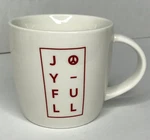 Starbucks Joyful Peace Sign Mug 14OZ Cup White Red Lettering Zen Boho Vg Cond. Fixed Price $16.90.