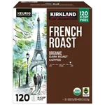 Kirkland Signature Coffee Organic French K-cup Pods, Dark Roast, 120-COUNT. Fixed Price $69.99.