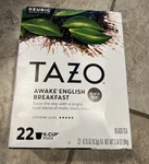 Tazo Awake English Breakfast Black Tea Cup Pods 22 Count For Keurig Brewers. Fixed Price $19.95.
