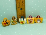 Shopping Farmers Market Bags Baskets Totes Dollhouse Miniature French Feves. Fixed Price $5.95.