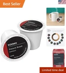 Amazon Solimo Dark Coffee Pods - Intense French Roast, 24 Single Serve. Fixed Price $19.94.