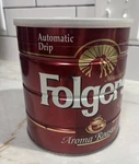 Vintage Folgers 39OZ Coffee Can Lebowski Urn Automatic Drip Aroma Roasted. Fixed Price $35.00.