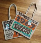 (2) Trader Joe's Jute Burlap Reusable 9 Gal Bags Double Handles New With Tags. Fixed Price $28.00.
