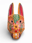 Rabbit Handcrafted & Hand-painted Wooden Mask From Guatemala. Fixed Price $75.00.