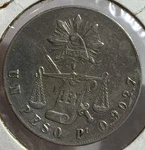 1873 Pi Mexico Peso Silver Coin, Xf. Fixed Price $145.00.