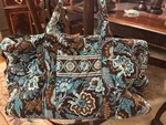 Vera Bradley Java Brown Blue & Teal Print Paisley Tote Bags -two Matching Pieces. Fixed Price $62.00.