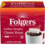 Folgers Classic Roast Coffee Singles 19 Count Convenient The Go Brewing Bags. Fixed Price $12.79.