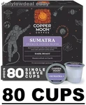 Copper Moon Coffee K-cups Sumatra Blend Dark Roast, 80 Count Free Ship. Fixed Price $49.77.