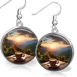 Sunrise Morning Coffee Cup Lover Gift Nature Art Print Earrings .925. Fixed Price $14.95.