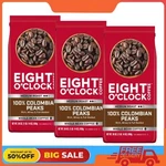 Pack Eight O'clock Coffee Medium Roast Whole Bean Colombian Peaks 30OZ. Fixed Price $57.34.