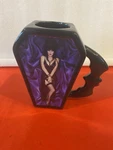 Elvira Mistress The Dark Black Coffin W/ Bat Handle Goth Coffee Mug Cup. Fixed Price $26.99.
