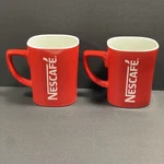Nestle' Nescafe' 2 Red Ceremic Coffee Mugs Collectable Cups 11OZ White Interior. Fixed Price $11.19.