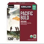 Kirkland Signature Pacific Bold Organic Dark Roast Coffee 120 Count K-cup Pods. Fixed Price $39.95.