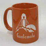 Guatemala Coffee Tea Mug Tikal Pyramid Sun Mountain Image Orange Cup. Fixed Price $9.99.