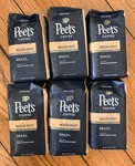 Packs 10.5OZ Peet's Single Origin Brazil Ground Coffee Medium Roast 03/21/2026. Fixed Price $33.00.