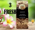 3 Hazelnut Flavor - 8OZ Ground Apg 10% Kona Blend Royal Coffee. Fixed Price $57.25.