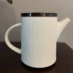 Vintage Thomas Flammfest Coffee/tea Pot White Brown Ribbed Pattern Mcm 60. Fixed Price $44.00.