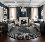 Modern Round Sunburst Rug, Hand Tufted New Zealand Wool Carpet, Black Grey Geome. Fixed Price $439.42.