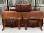 Saddlebags Motorcycle Side 3 Pouch Leather Panniers (2 Large + 1 Small). Fixed Price $100.72.