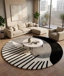 Round Black And White Rug, Abstract Geometric Carpet, Minimalist Area Modern. Fixed Price $326.02.