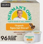 Newman's Own Organics Special Decaf Coffee, Keurig K-cup Pod, Medium Roast, 96CT. Fixed Price $46.99.