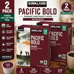 2-PACK Kirkland Signature Coffee Organic Pacific Bold K-cup Pod, 120-COUNT. Fixed Price $110.95.