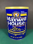 Vintage Maxwell House 12OZ Coffee Can With Lid Lite Reduced Caffeine Empty. Fixed Price $9.99.