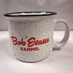 Bob Evans Farms Ceramic Coffee Mug Cup White With Black Speckles Heavy-duty Logo. Fixed Price $16.75.